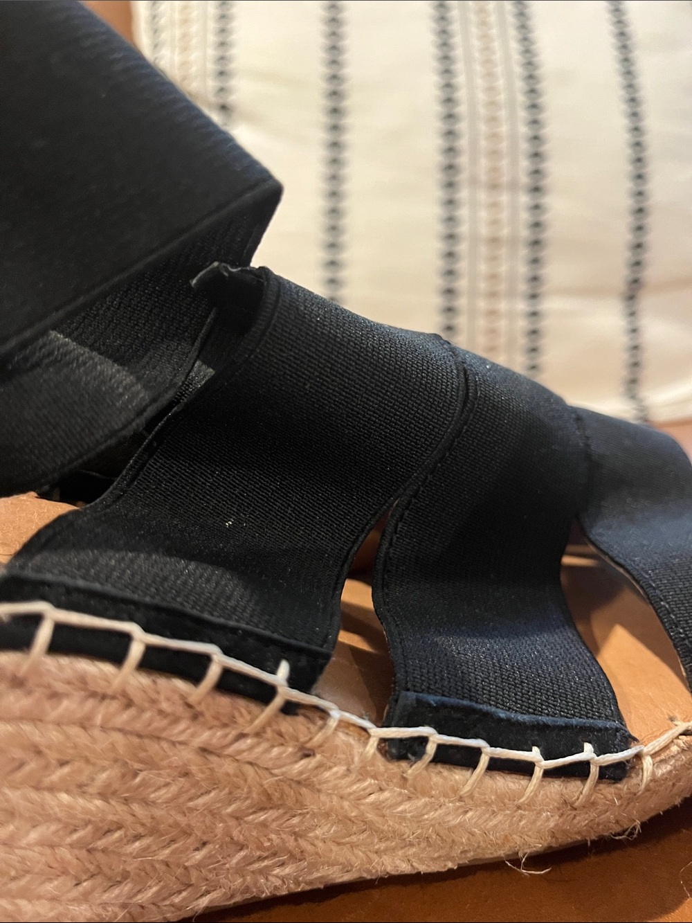 gentle souls Black Elastic Espadrille Wedge Sandals - Picture 4 of 5